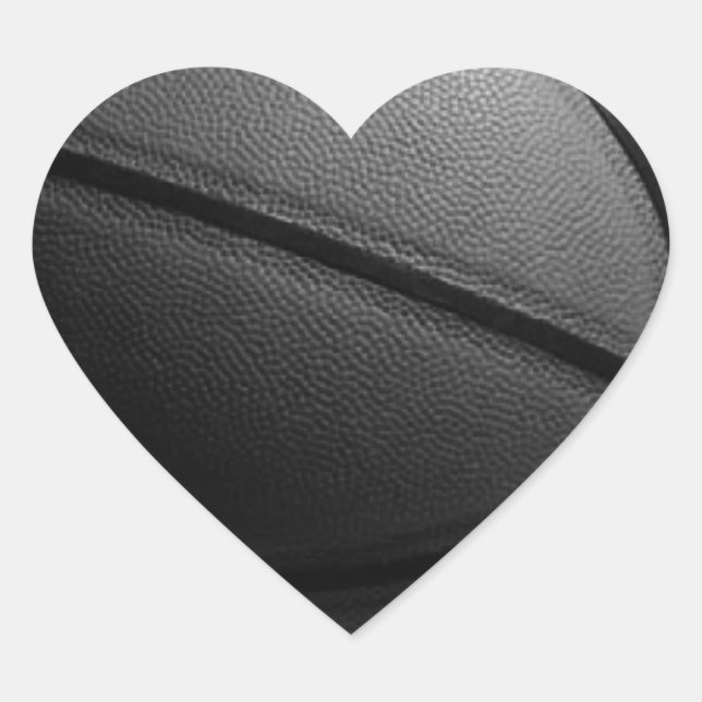 Pegatina En Forma De Corazón Baloncesto blanco y negro (Anverso)