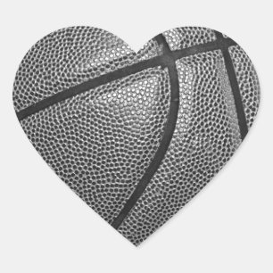Pegatina En Forma De Corazón Baloncesto de escala de grises