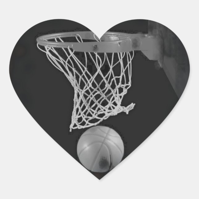 Pegatina En Forma De Corazón Baloncesto Sepia (Anverso)