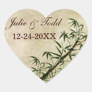 Pegatina En Forma De Corazón Bambú oriental vintage 1