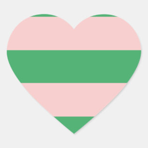 Pegatina En Forma De Corazón Banda horizontal rosa y verde Cualquier tamaño