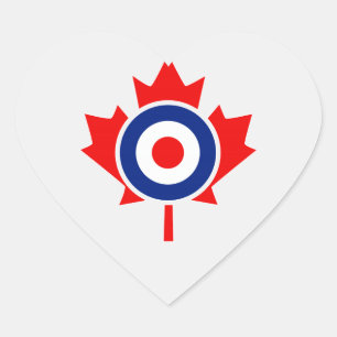 Pegatina En Forma De Corazón Banda Mod Roundel Mod de hojas de arce canadiense