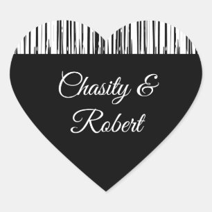 Pegatina En Forma De Corazón Banda moderna en blanco y negro Guardar la tarjeta