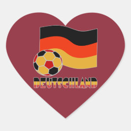 Pegatina En Forma De Corazón Bandera alemana y frontera gris de bola de fútbol