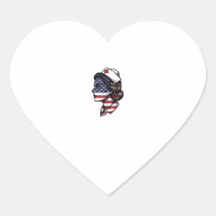 Pegatina En Forma De Corazón Bandera Americana Vintage Perfil de Enfermera Dise