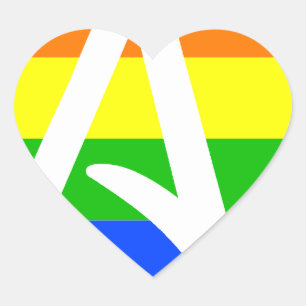 Pegatina En Forma De Corazón Bandera atea arcoiris