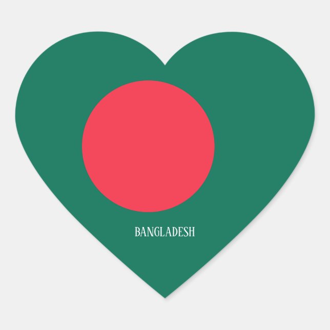 Pegatina En Forma De Corazón Bandera bangladesí espléndida patriótica (Anverso)