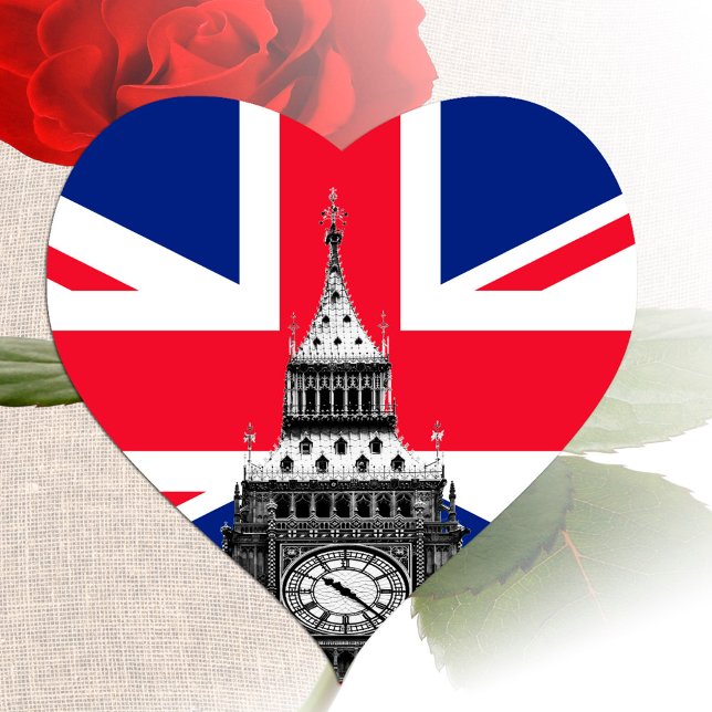 Pegatina En Forma De Corazón Bandera británica y Big Ben - Hinchas de Londres,  (Subido por el creador)