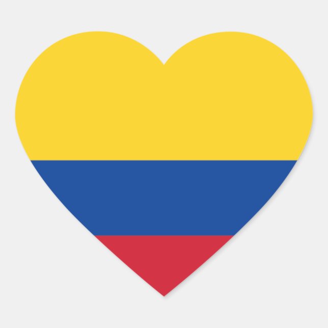 Pegatina En Forma De Corazón Bandera cardíaca colombiana/colombiana (Anverso)