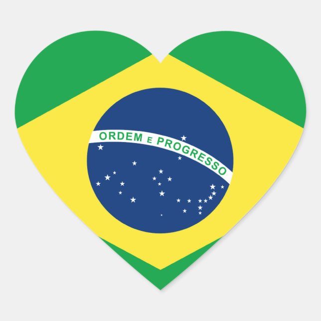 Pegatina En Forma De Corazón bandera cardíaca de brasil (Anverso)