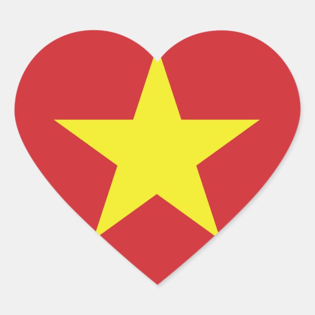 Pegatina En Forma De Corazón Bandera cardíaca de Vietnam (Anverso)