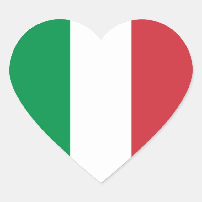 Pegatina En Forma De Corazón Bandera cardíaca italiana/italiana (Anverso)