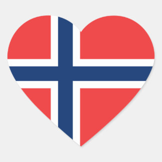 Pegatina En Forma De Corazón Bandera cardíaca noruega/noruega