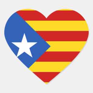 Pegatina En Forma De Corazón Bandera catalana de la independencia "L'Estelada B