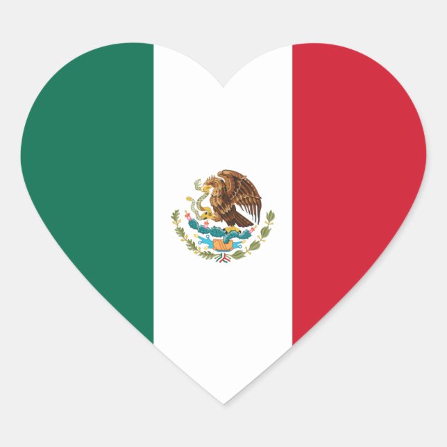 Pegatina En Forma De Corazón Bandera Corazón México/México (Anverso)