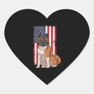 Pegatina En Forma De Corazón Bandera de Akita USA
