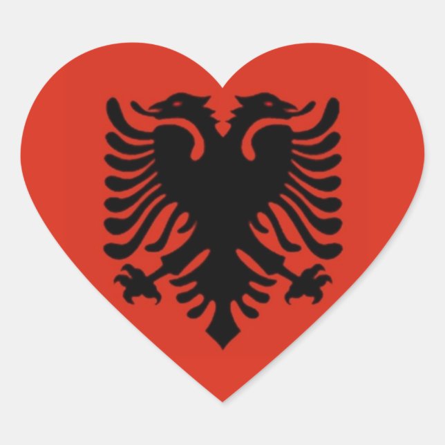 Pegatina En Forma De Corazón Bandera de Albania (Anverso)