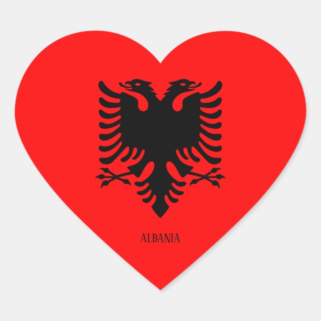 Pegatina En Forma De Corazón Bandera de Albania Patriótica (Anverso)
