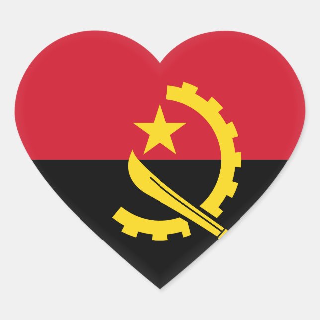 Pegatina En Forma De Corazón Bandera de Angola (Anverso)