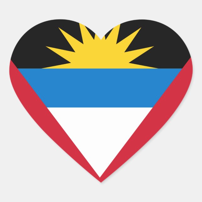 Pegatina En Forma De Corazón Bandera de Antigua y Barbuda (Anverso)
