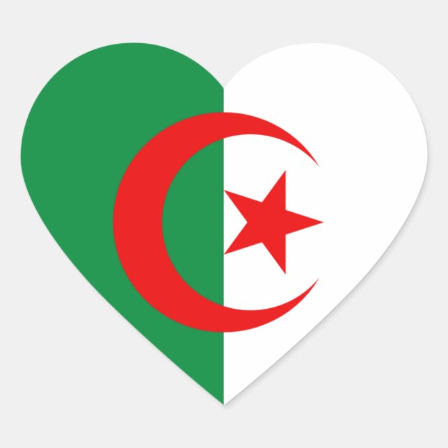 Pegatina En Forma De Corazón Bandera de Argelia (Anverso)