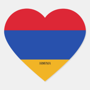 Pegatina En Forma De Corazón Bandera de Armenia espléndida Pegatina del Corazón