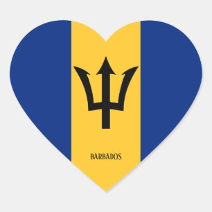 Pegatina En Forma De Corazón Bandera de Barbados espléndida patriótica