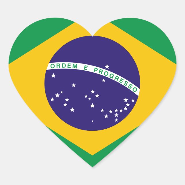 Pegatina En Forma De Corazón Bandera de Brasil (Anverso)