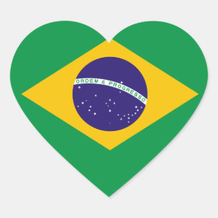 Pegatina En Forma De Corazón Bandera de Brasil