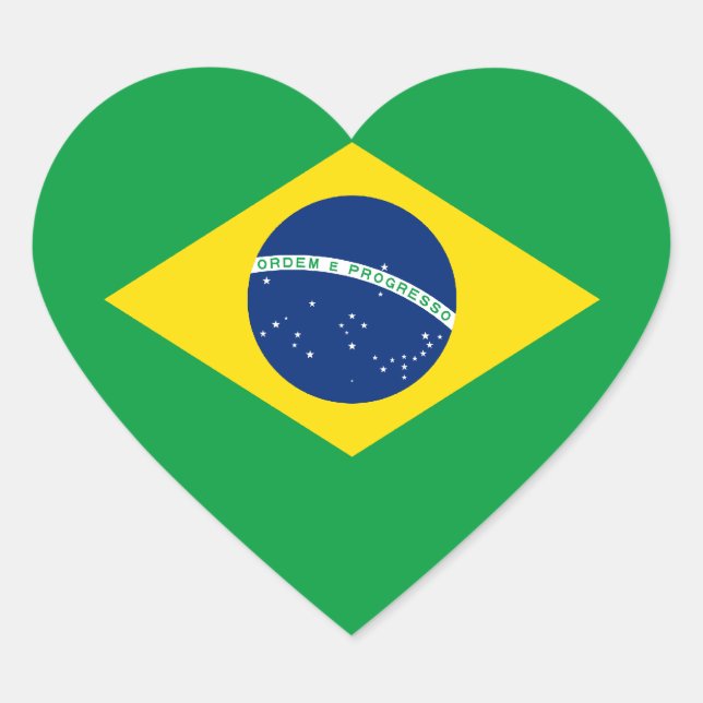 Pegatina En Forma De Corazón Bandera de Brasil/Brasil (Anverso)