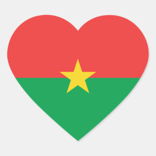 Pegatina En Forma De Corazón Bandera de Burkina Faso Corazón Pegatina