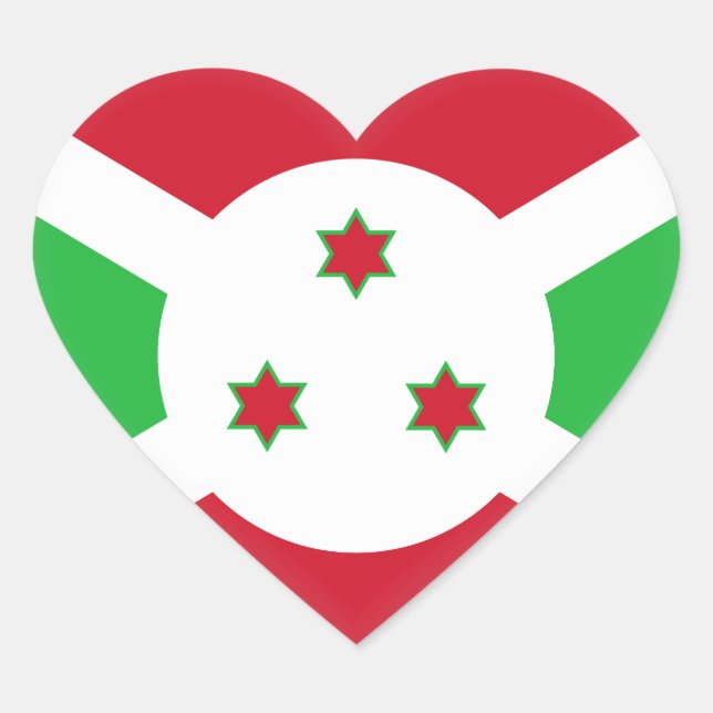 Pegatina En Forma De Corazón Bandera de Burundi (Anverso)