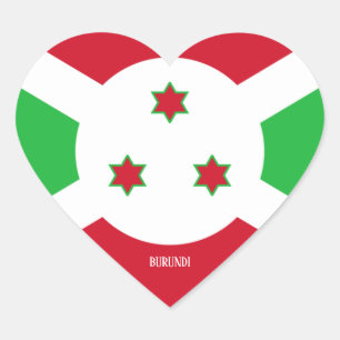 Pegatina En Forma De Corazón Bandera de Burundi espléndida patriota