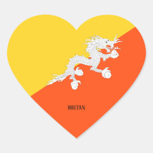 Pegatina En Forma De Corazón Bandera de Bután espléndido patriótico