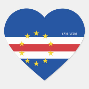 Pegatina En Forma De Corazón Bandera de Cabo Verde espléndida patriótica