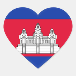 Pegatina En Forma De Corazón Bandera de Camboya