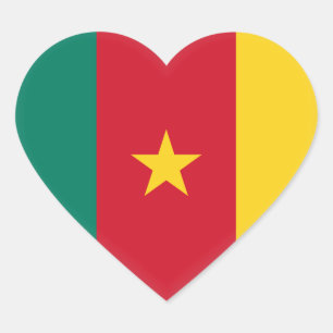 Pegatina En Forma De Corazón Bandera de Camerún