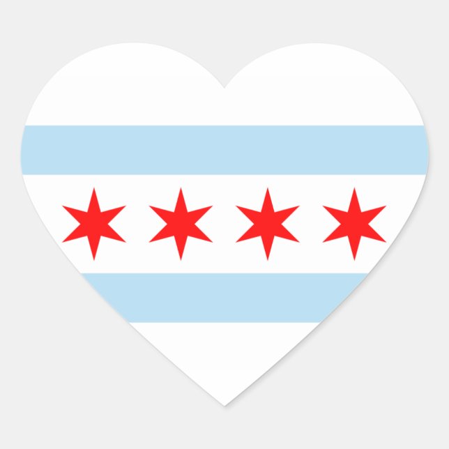 Pegatina En Forma De Corazón Bandera de Chicago (Anverso)
