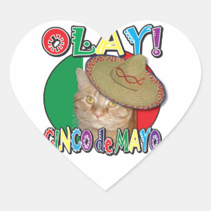 Pegatina En Forma De Corazón Bandera de Cinco de Mayo en México
