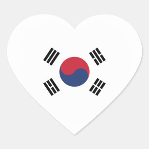 Pegatina En Forma De Corazón Bandera de Corea del Sur Corazón