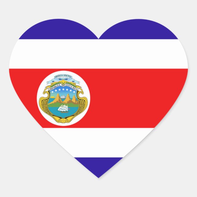 Pegatina En Forma De Corazón Bandera de Costa Rica (Anverso)