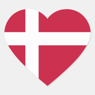 Pegatina En Forma De Corazón Bandera de Dinamarca