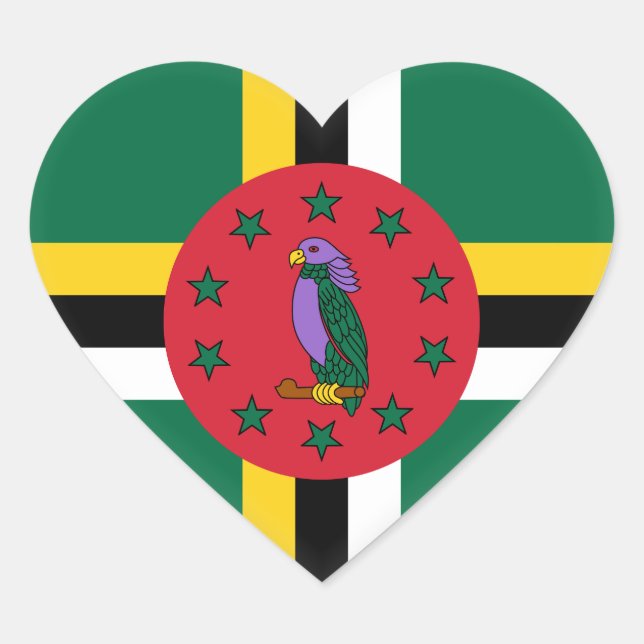 Pegatina En Forma De Corazón Bandera de Dominica (Anverso)