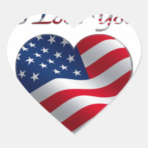 Pegatina En Forma De Corazón Bandera de EE. UU. Corazón Te Amo