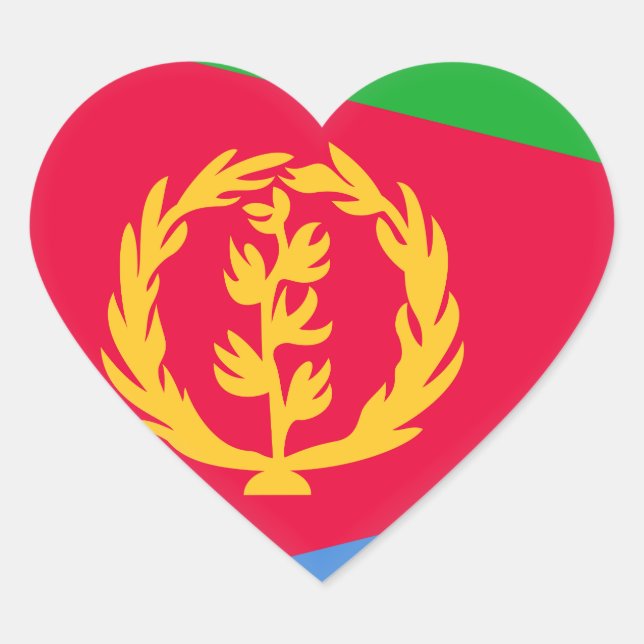 Pegatina En Forma De Corazón Bandera de Eritrea (Anverso)