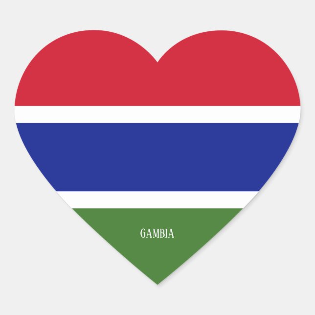 Pegatina En Forma De Corazón Bandera de Gambia espléndida patriótica (Anverso)