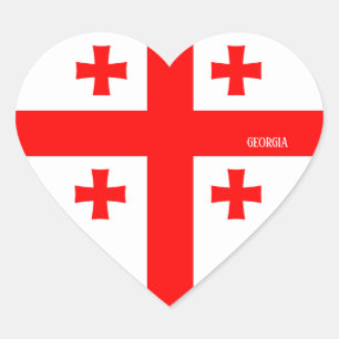 Pegatina En Forma De Corazón Bandera de Georgia espléndida patriótica