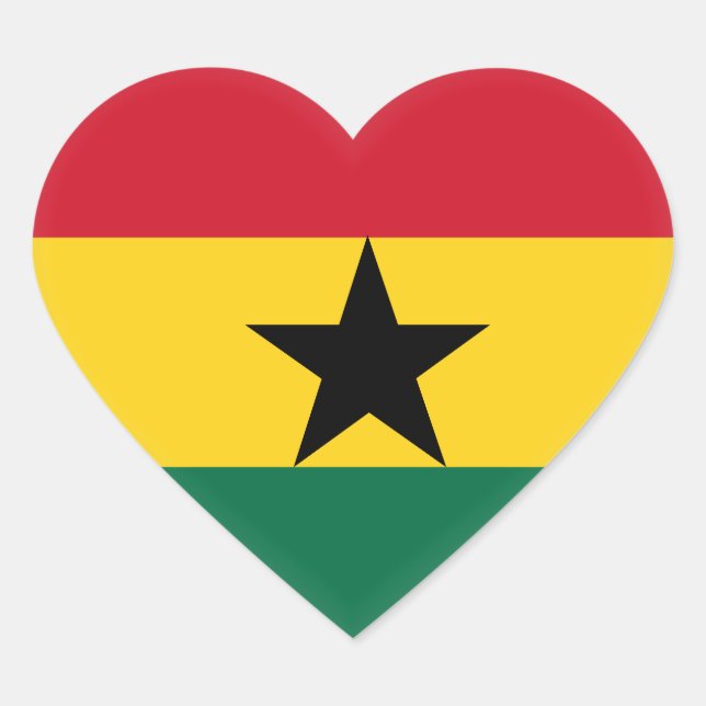 Pegatina En Forma De Corazón Bandera de Ghana (Anverso)
