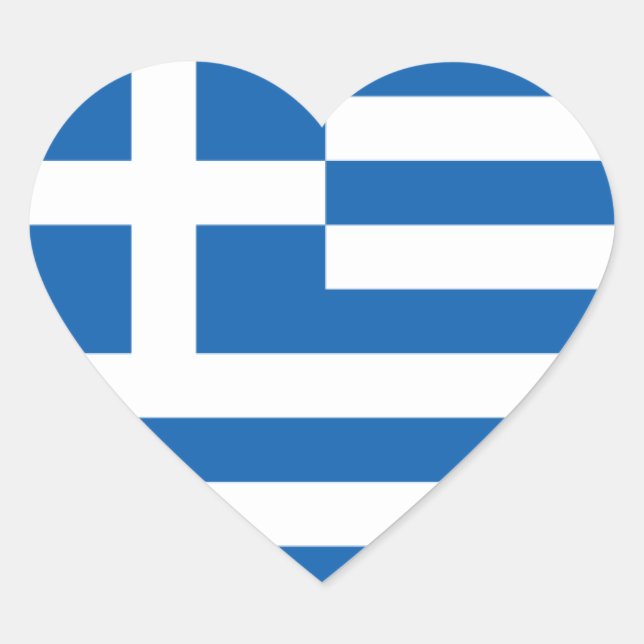 Pegatina En Forma De Corazón Bandera de Grecia (Anverso)