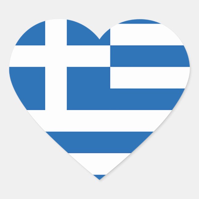 Pegatina En Forma De Corazón Bandera de Grecia, griega (Anverso)